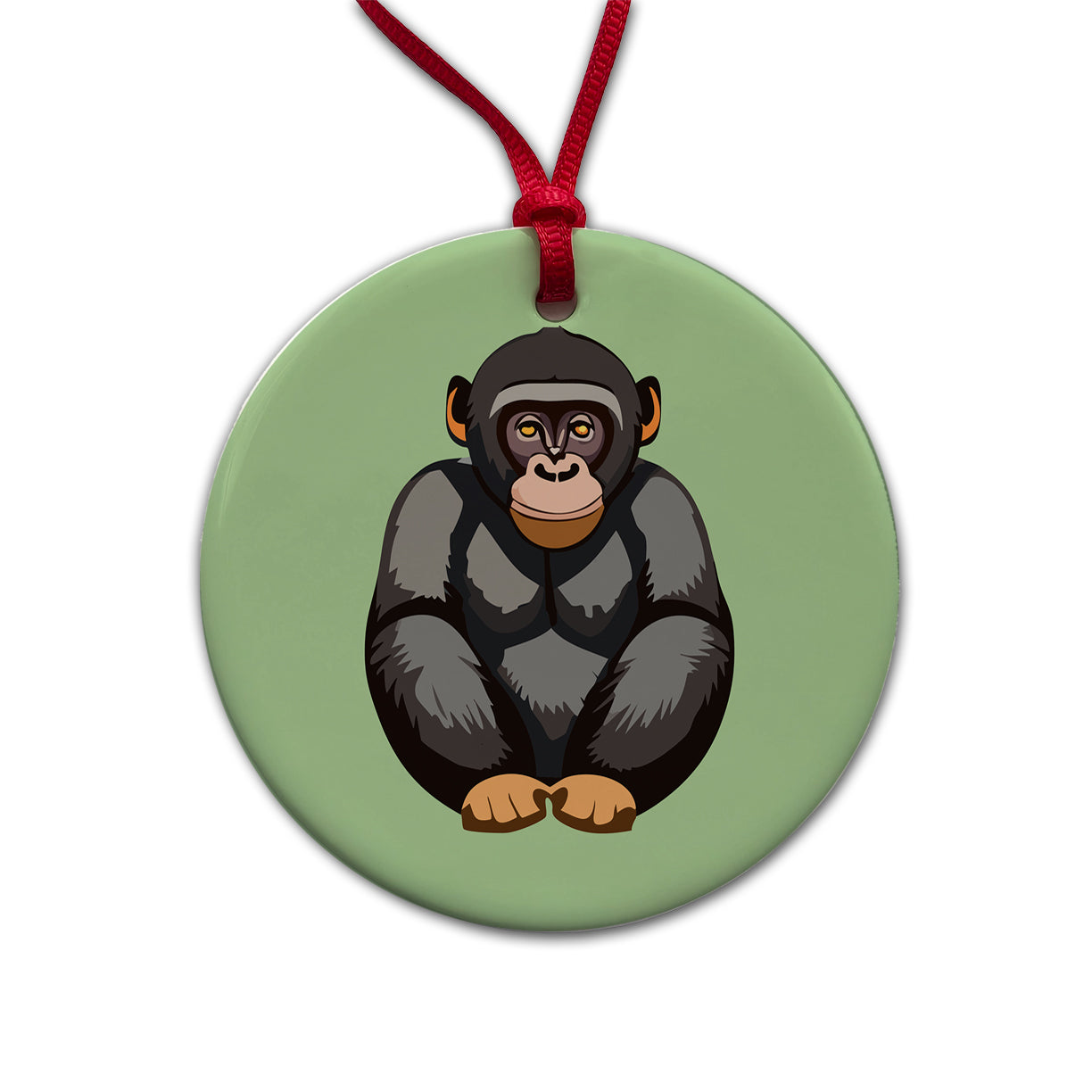 Bonobo Pygmy Chimpanzee Primate Africa Round Ceramic Holiday Christmas Tree Ornament