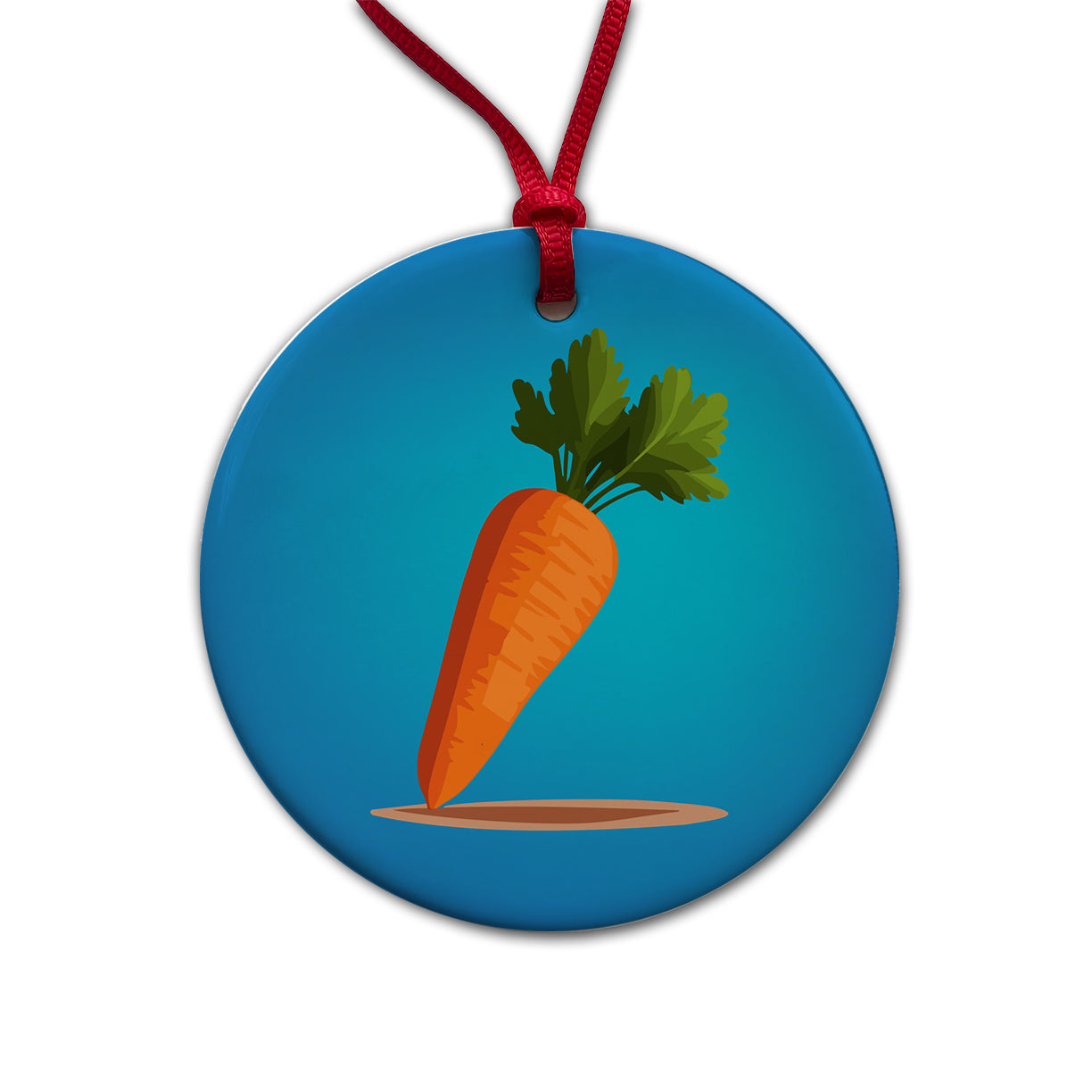 Carrot Cute Vegetable Vegetarian Vegan Round Ceramic Holiday Christmas Tree Ornament