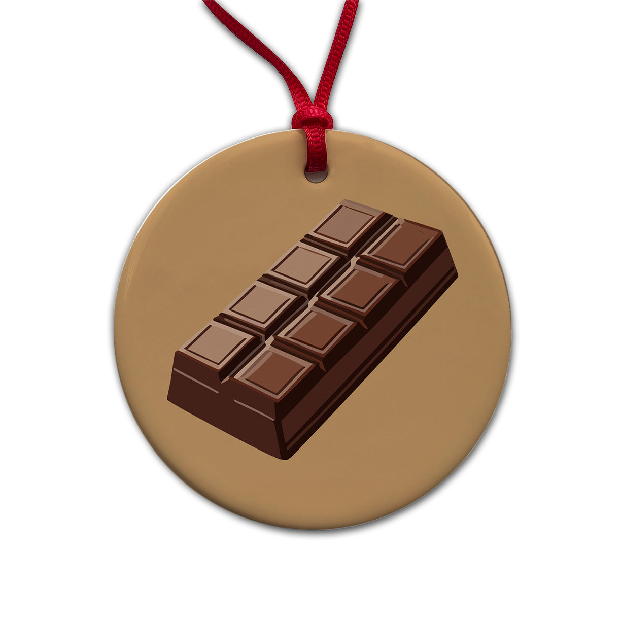Chocolate Bar Candy Round Ceramic Holiday Christmas Tree Ornament