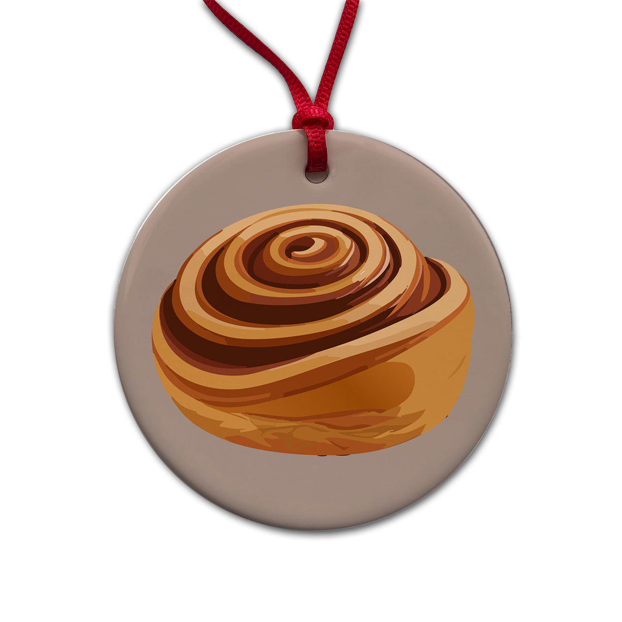 Cinnamon Roll Bun Round Ceramic Holiday Christmas Tree Ornament