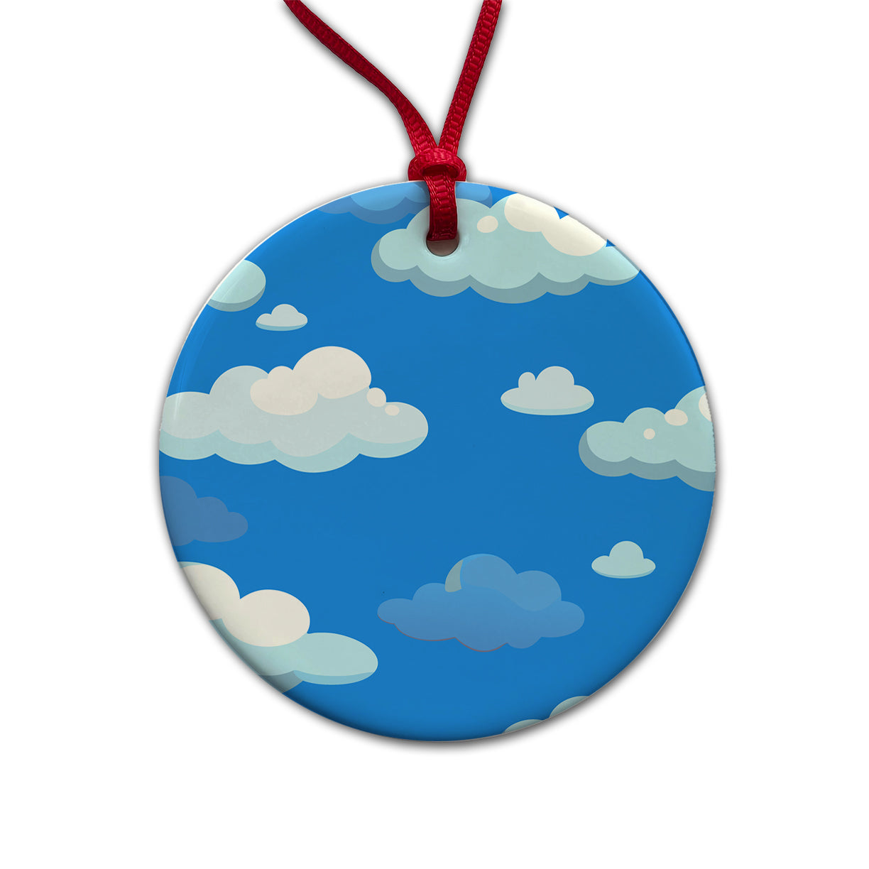 Clouds in the Sky Round Ceramic Holiday Christmas Tree Ornament