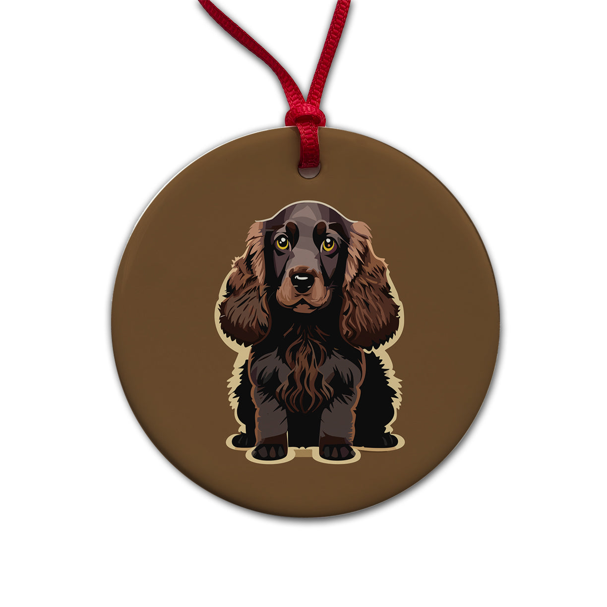 Cocker Spaniel Dark Standing Round Ceramic Holiday Christmas Tree Ornament