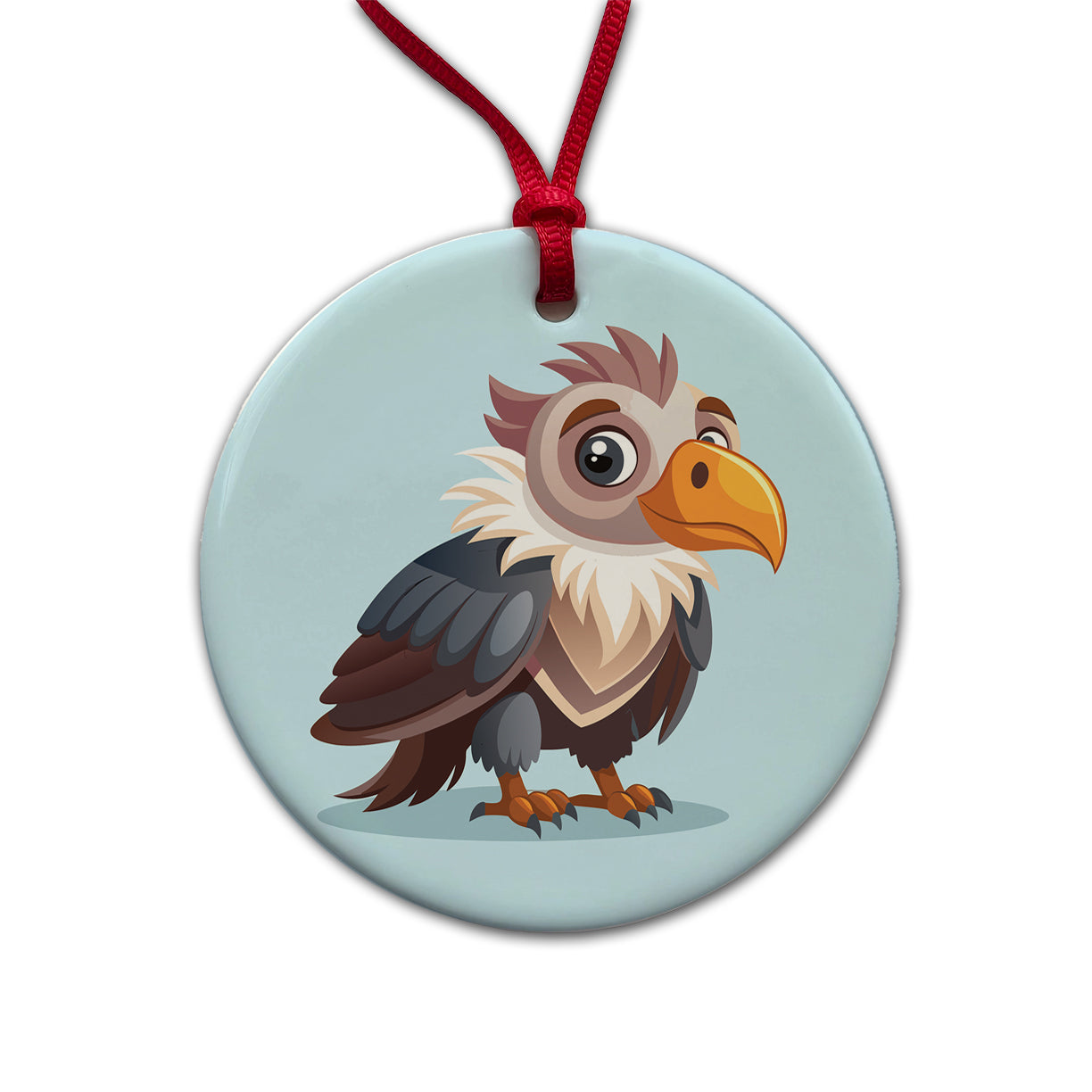 Condor Bird Cute Round Ceramic Holiday Christmas Tree Ornament