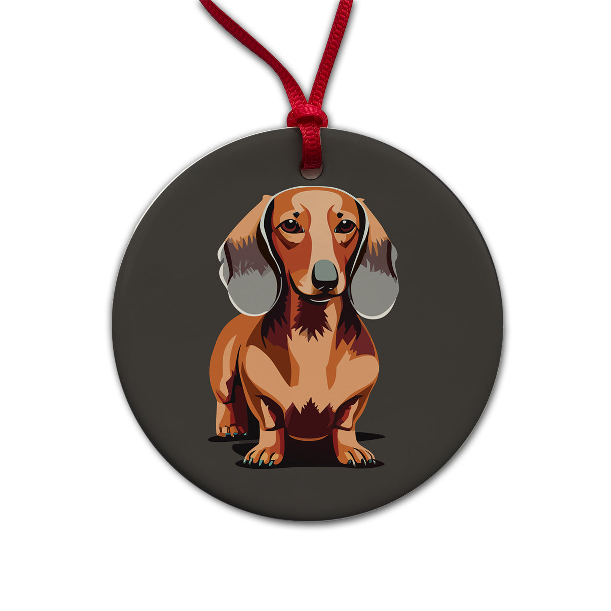Dachshund Dog Standing Round Ceramic Holiday Christmas Tree Ornament