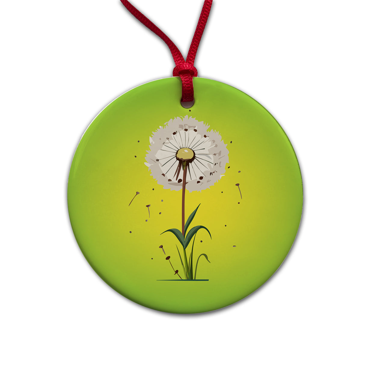 Dandelion Weed Flower Round Ceramic Holiday Christmas Tree Ornament