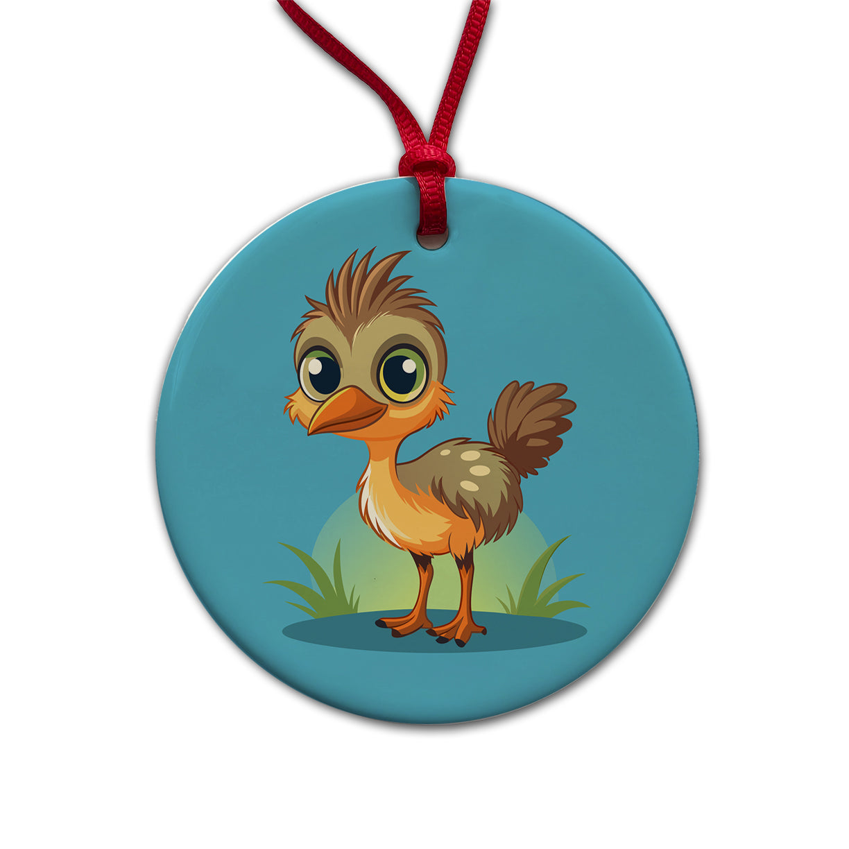 Emu Ostrich Large Bird Australian Animal Round Ceramic Holiday Christmas Tree Ornament