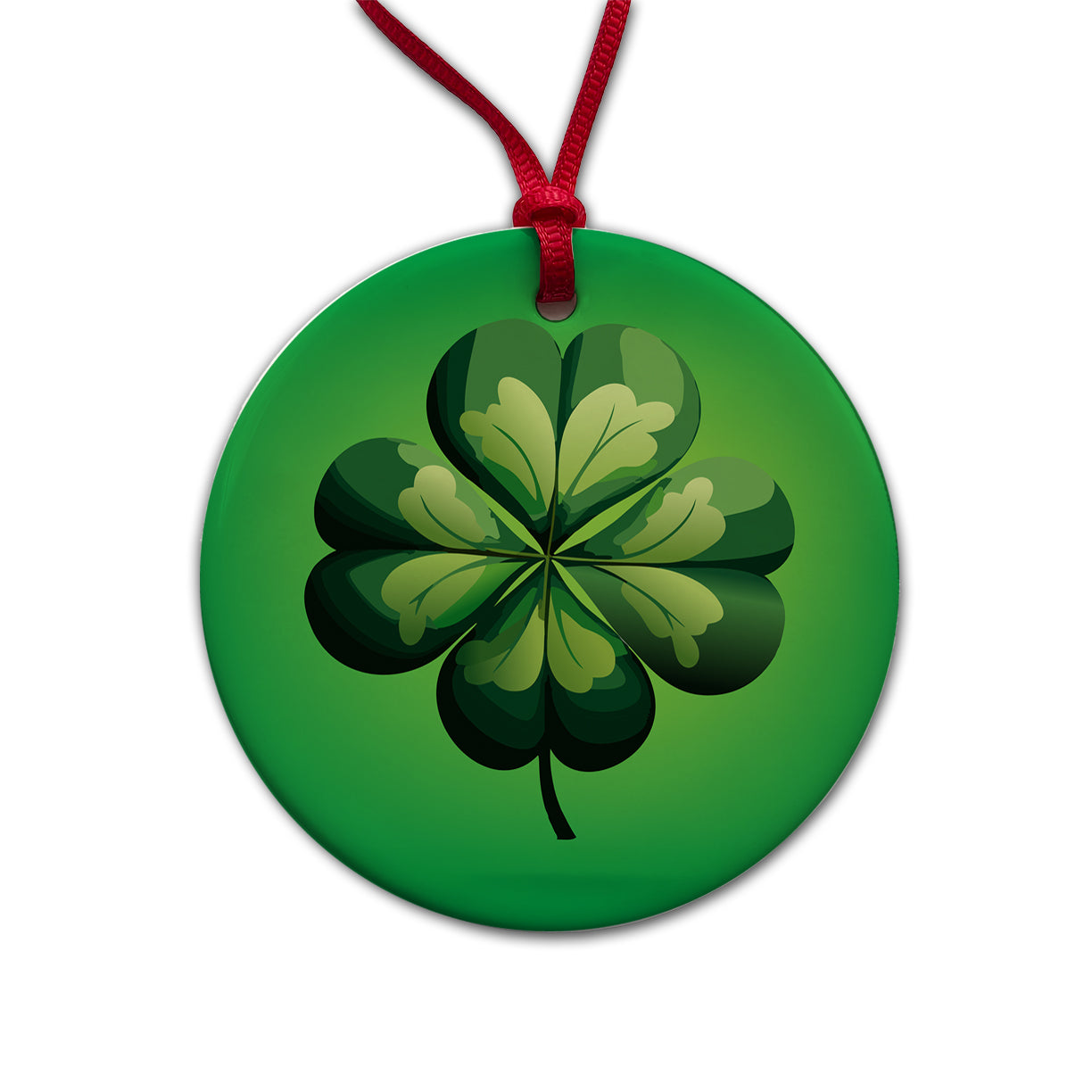 Four Leaf Clover 4 Lucky St Patrick's Day Round Ceramic Holiday Christmas Tree Ornament