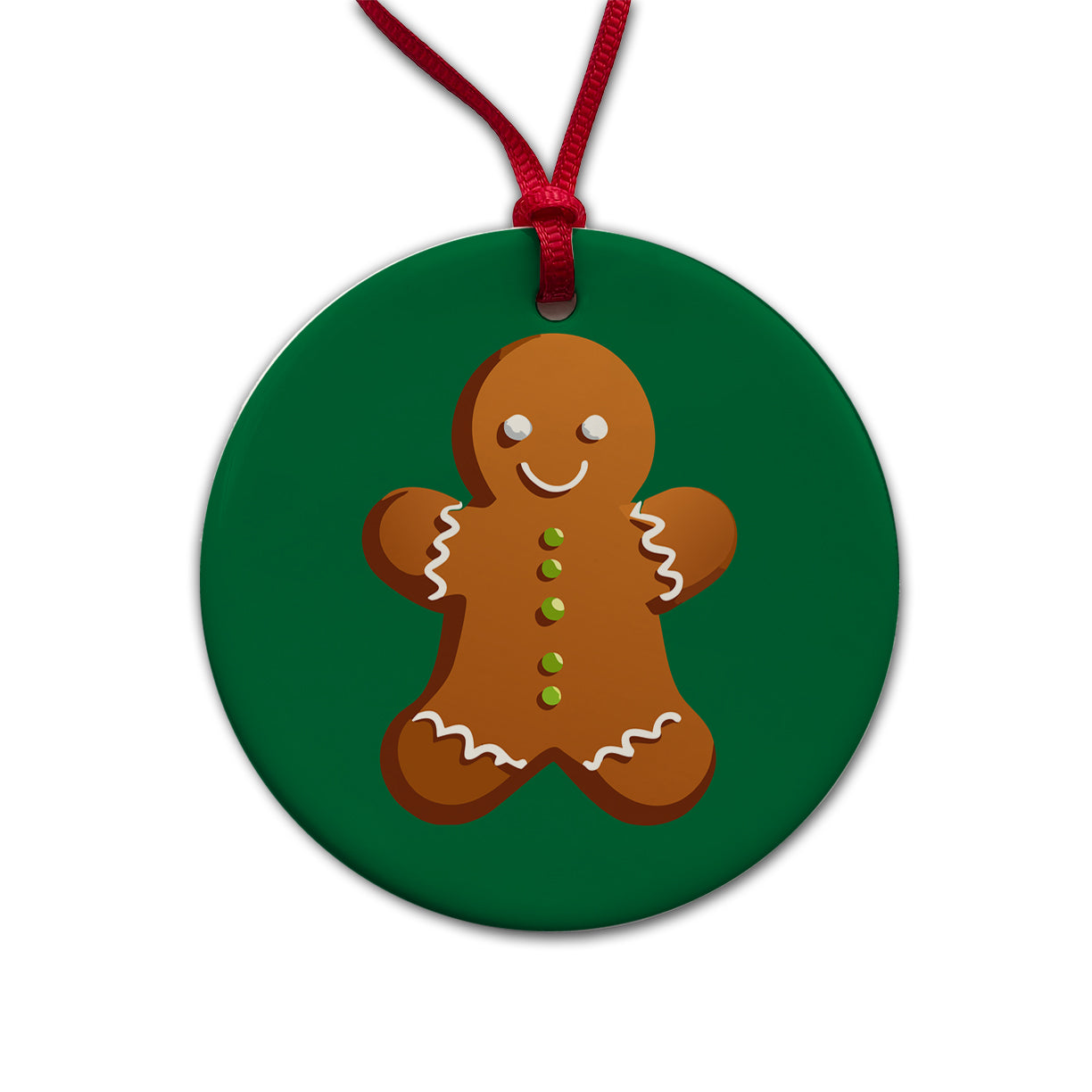 Gingerbread Man Cookie Cute Christmas Round Ceramic Holiday Christmas Tree Ornament