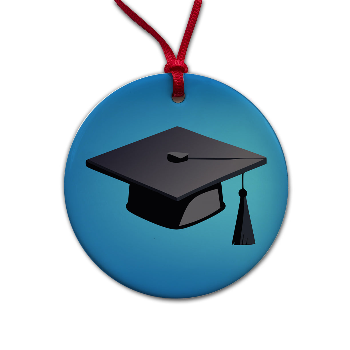 Graduation Cap Graduate Hat Round Ceramic Holiday Christmas Tree Ornament