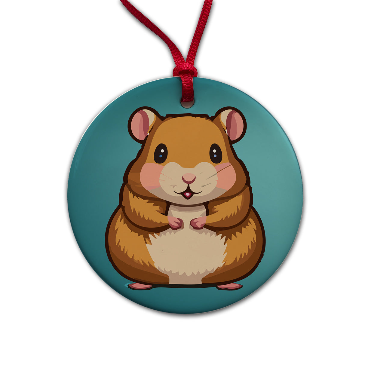 Hamster Cute Round Ceramic Holiday Christmas Tree Ornament