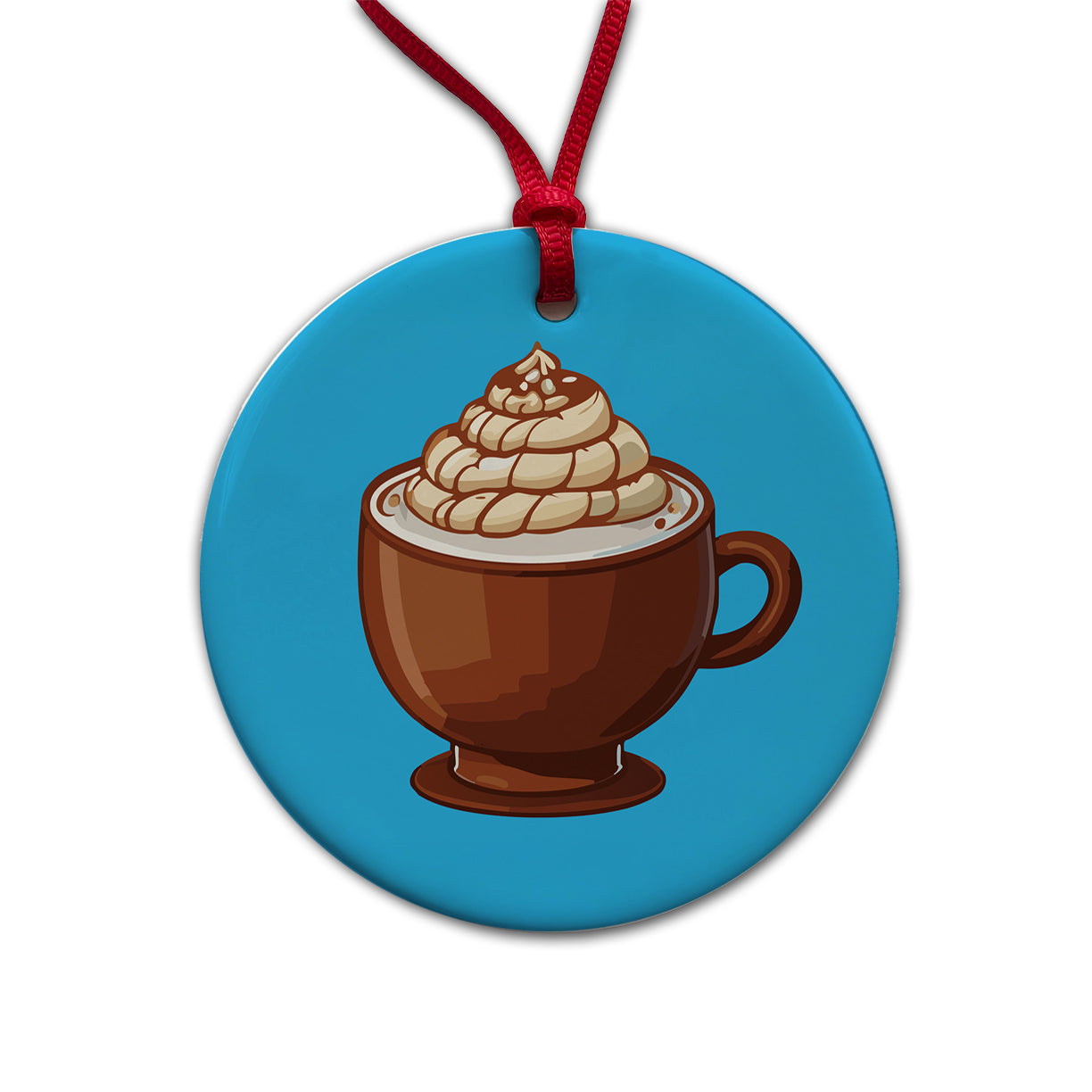 Hot Chocolate Cocoa Round Ceramic Holiday Christmas Tree Ornament