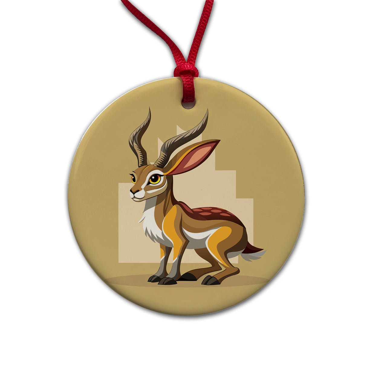 Jackalope Elegant Round Ceramic Holiday Christmas Tree Ornament