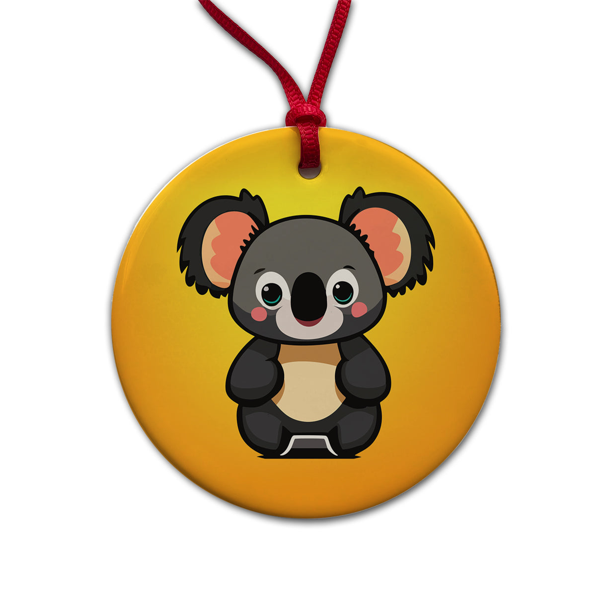 Koala Chibi Round Ceramic Holiday Christmas Tree Ornament