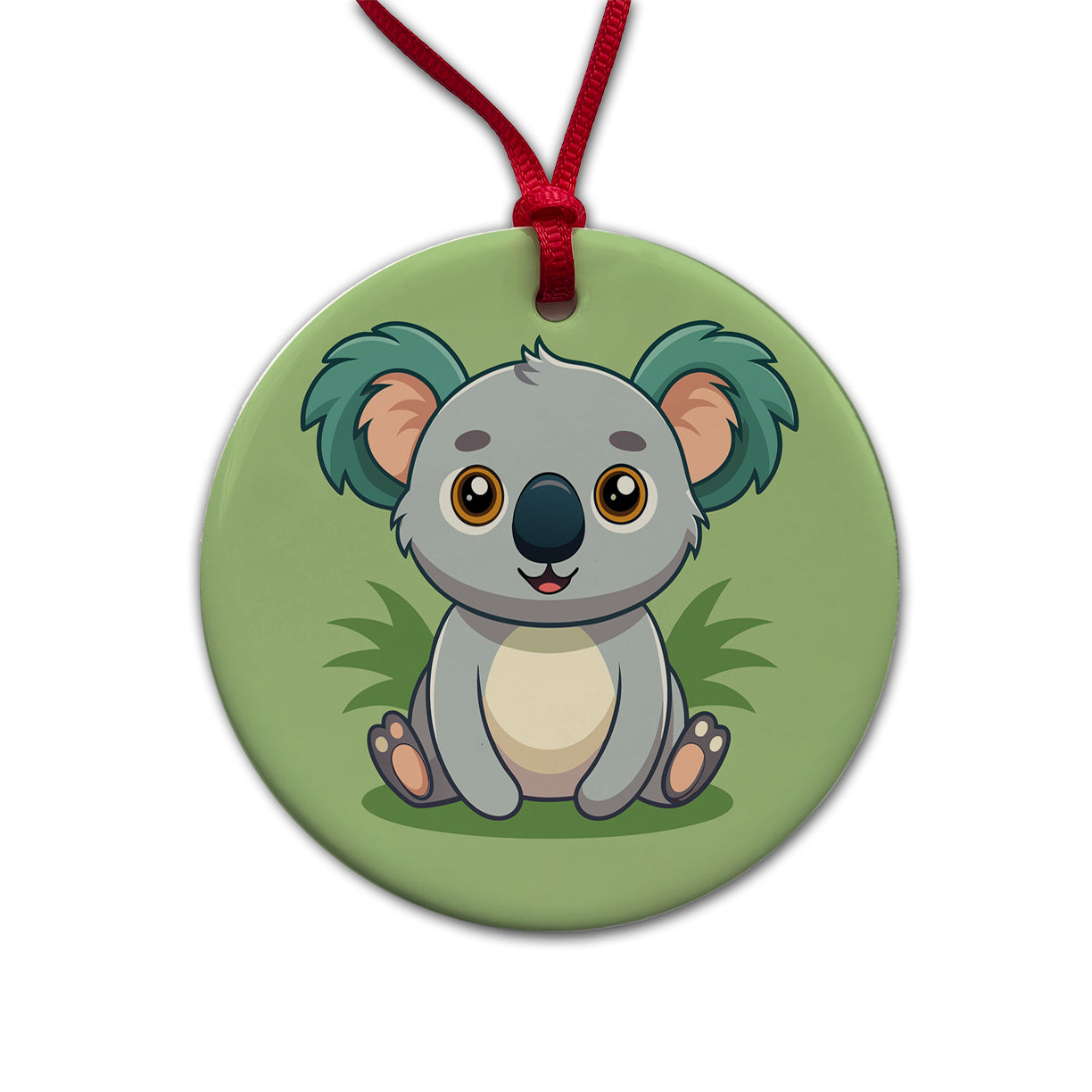 Koala Cute Round Ceramic Holiday Christmas Tree Ornament