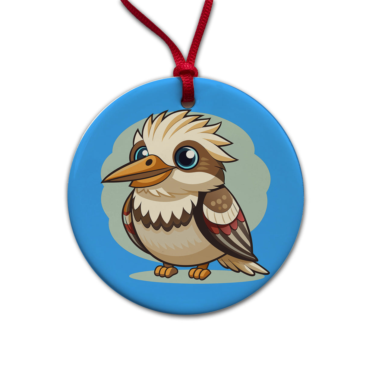 Kookaburra Bird Cute Round Ceramic Holiday Christmas Tree Ornament