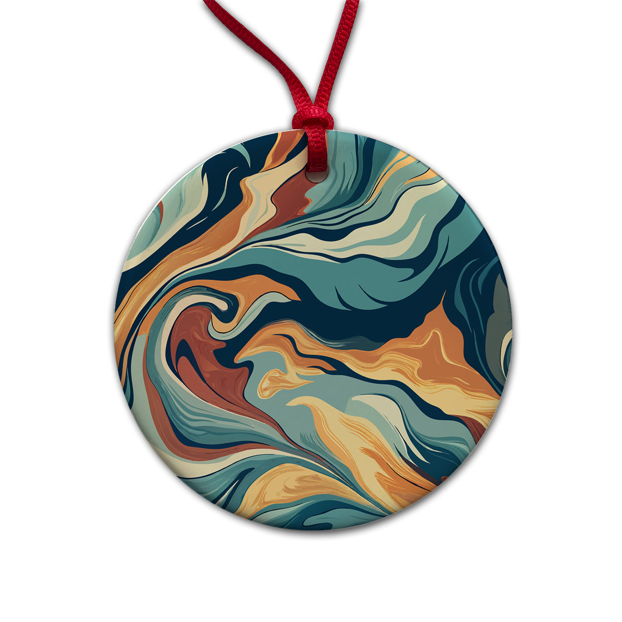 Marble Design Round Ceramic Holiday Christmas Tree Ornament