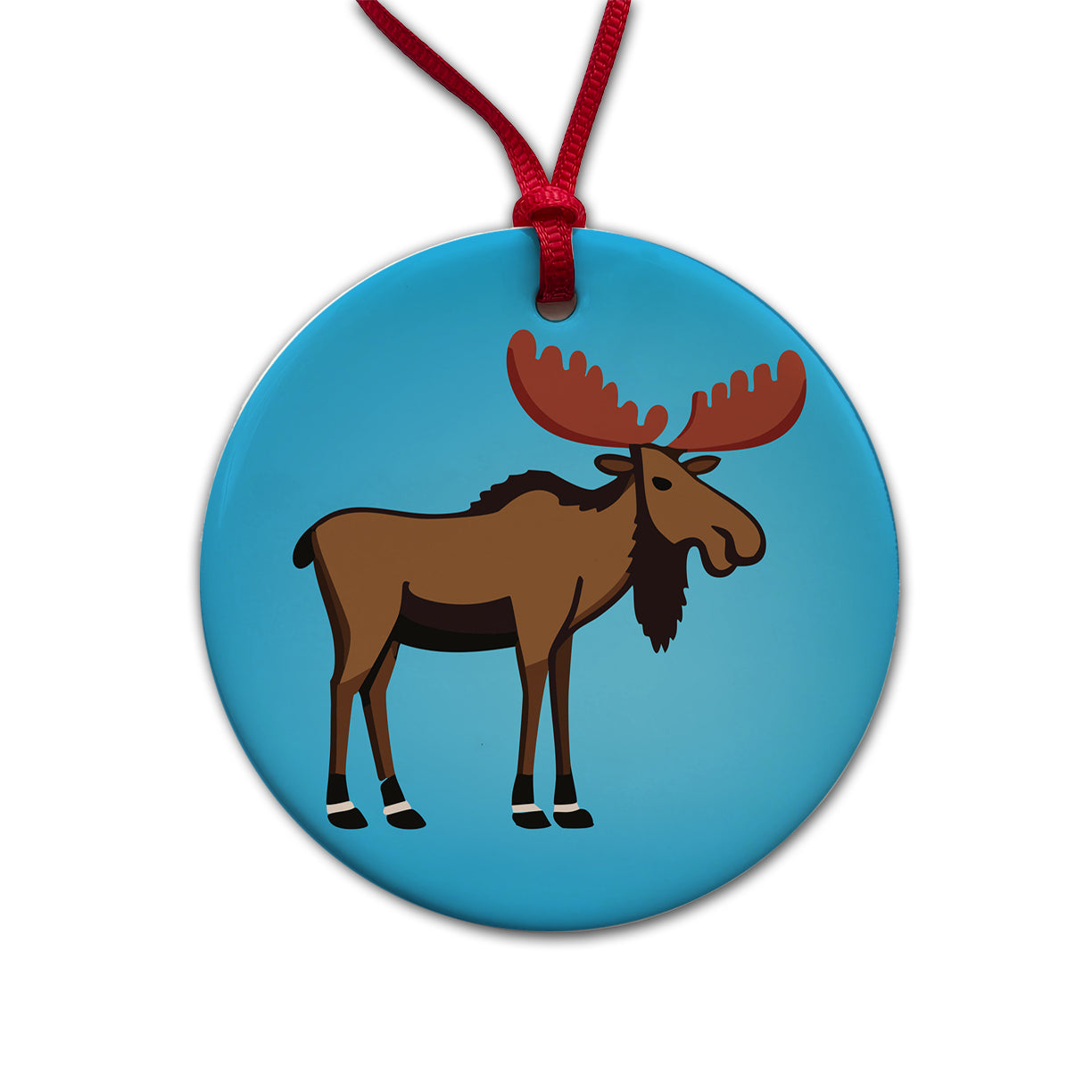 Moose Profile Round Ceramic Holiday Christmas Tree Ornament