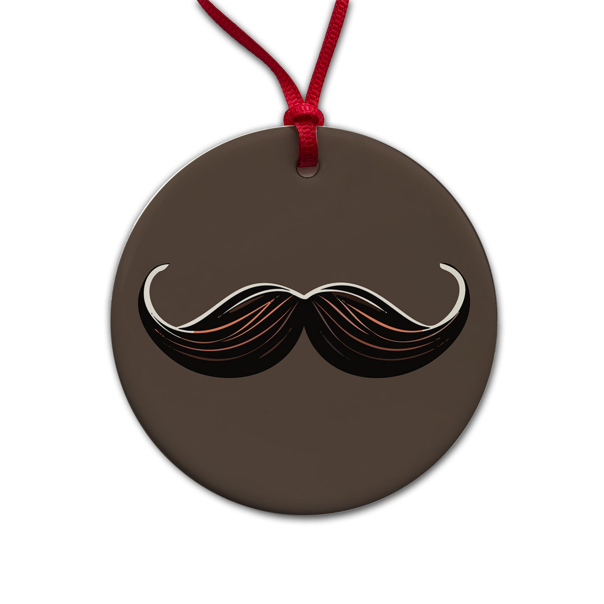 Mustache Funny Round Ceramic Holiday Christmas Tree Ornament