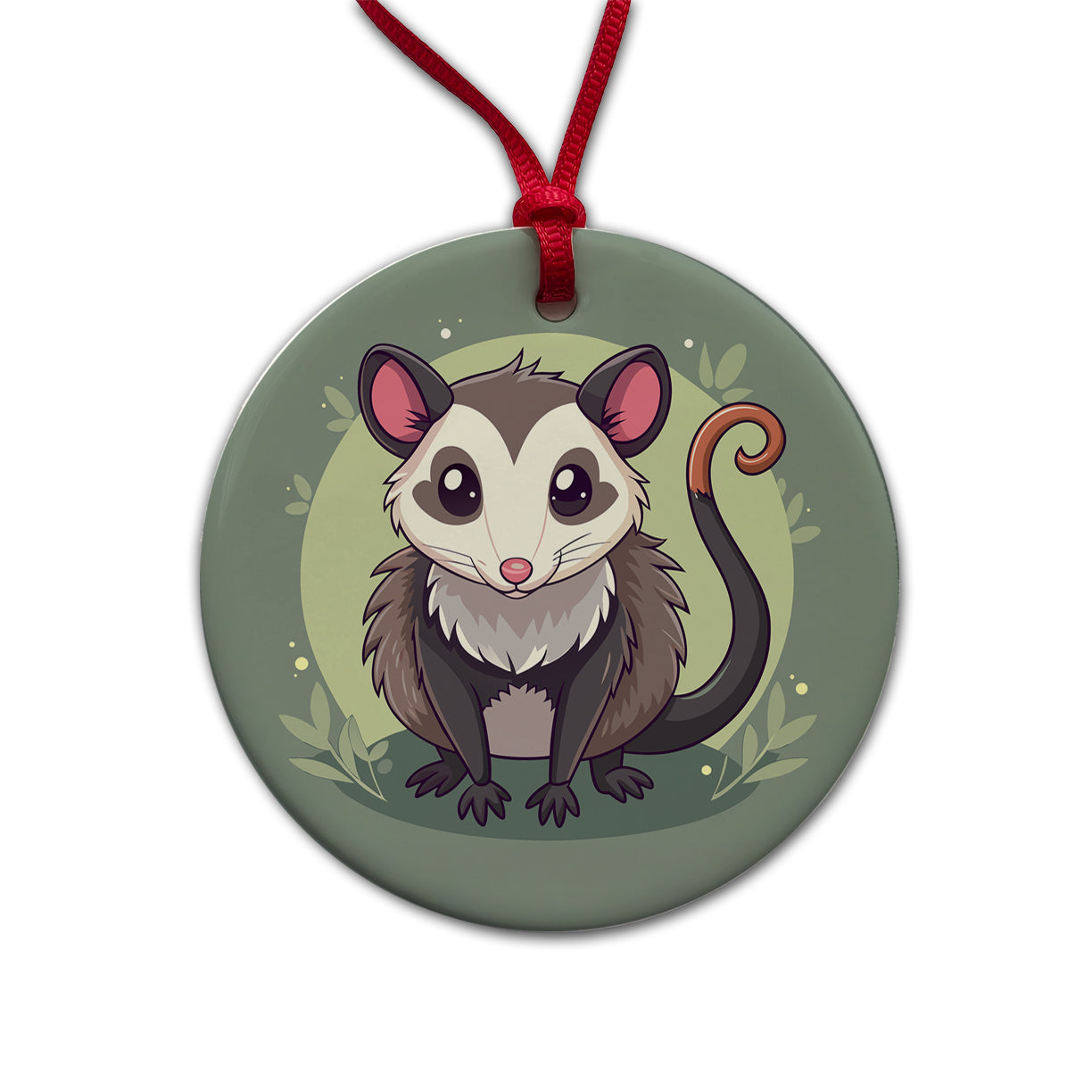 Opossum Cute Animal Round Ceramic Holiday Christmas Tree Ornament