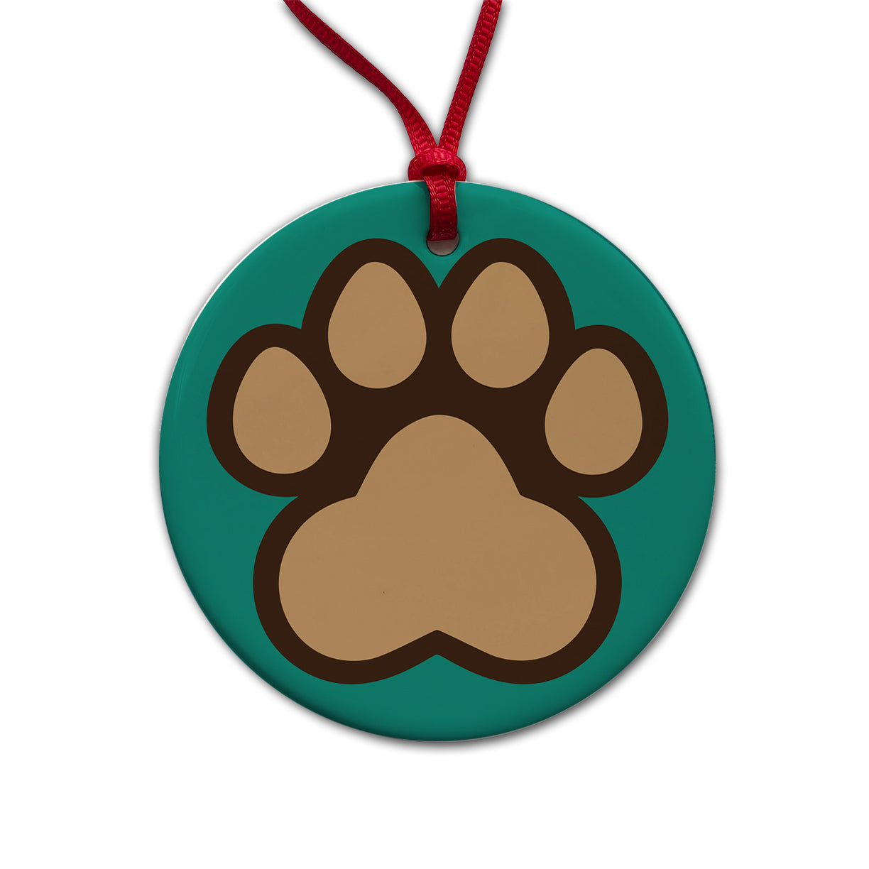 Paw Print Dogs Cats Round Ceramic Holiday Christmas Tree Ornament