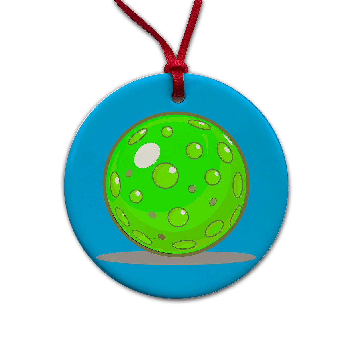 Pickleball Ball Green Round Ceramic Holiday Christmas Tree Ornament
