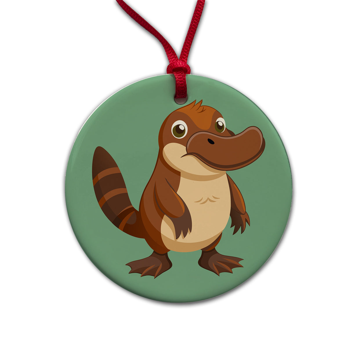 Platypus Cute Round Ceramic Holiday Christmas Tree Ornament