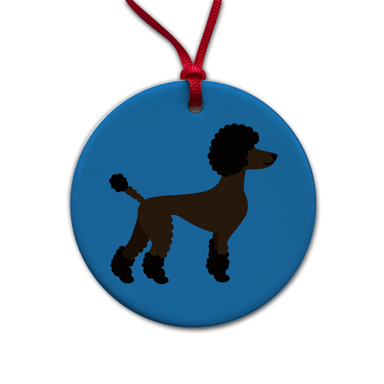 Poodle Silhouette Profile Dog Round Ceramic Holiday Christmas Tree Ornament