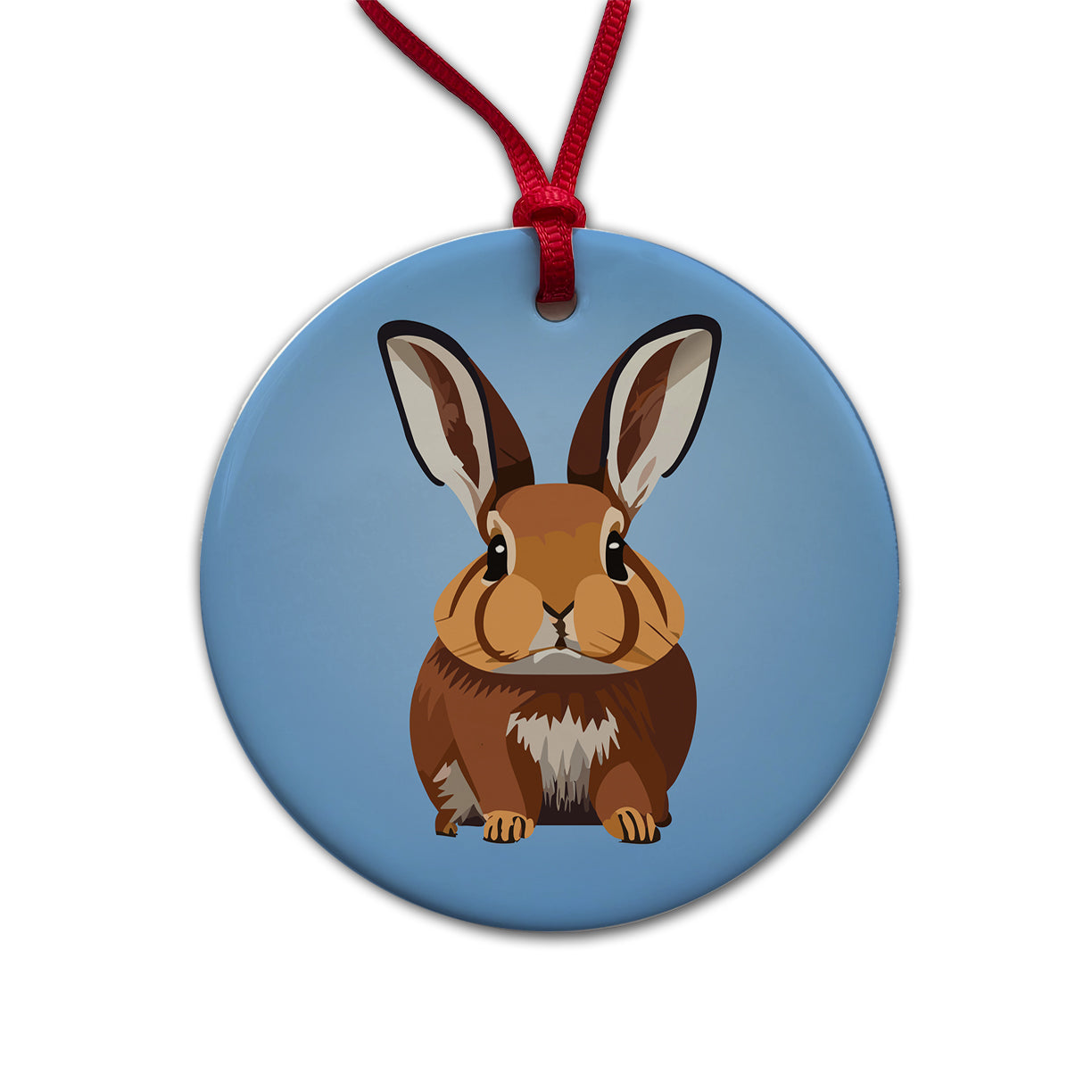 Rabbit Bunny Sweet Woodland Animal Round Ceramic Holiday Christmas Tree Ornament