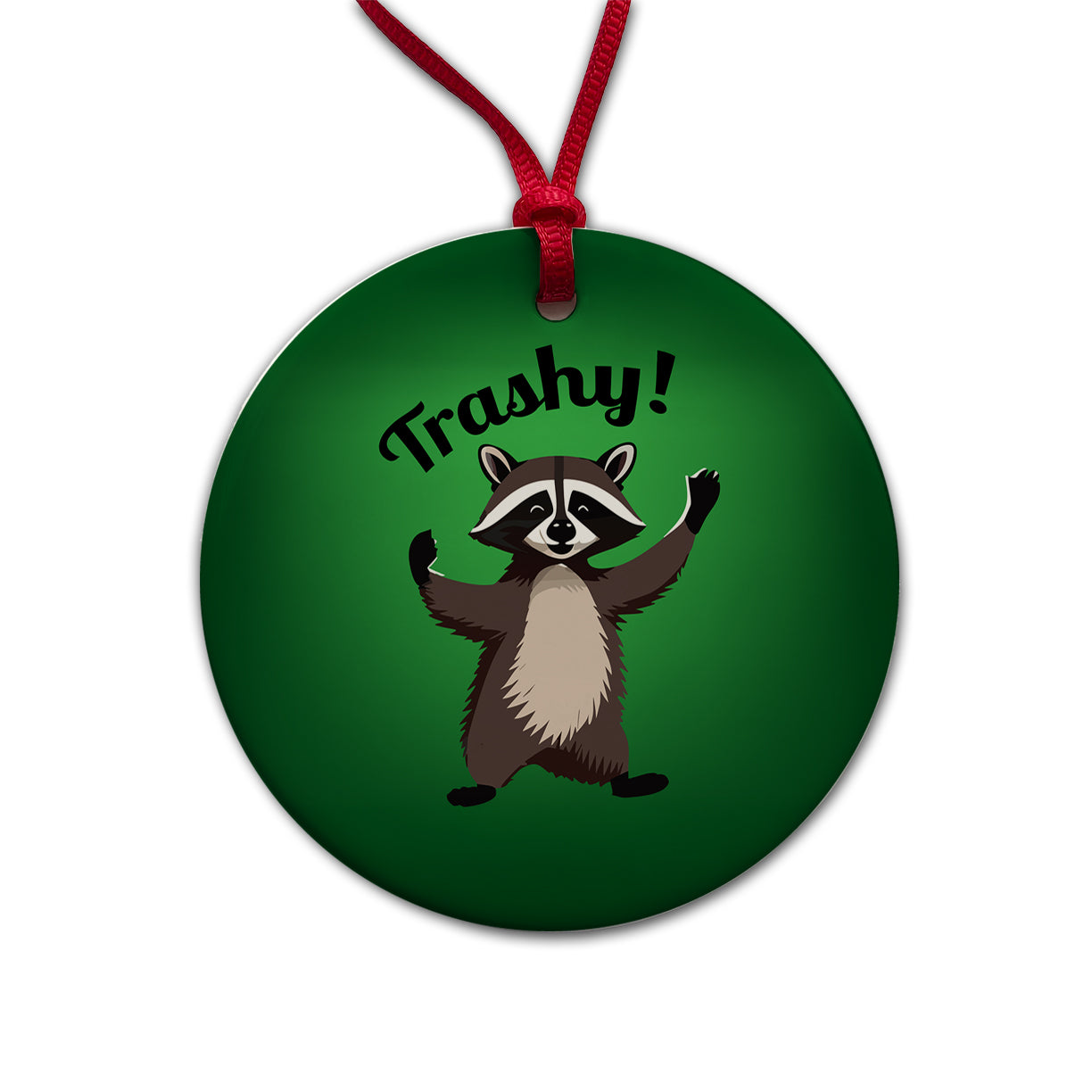 Raccoon Trashy Funny Round Ceramic Holiday Christmas Tree Ornament