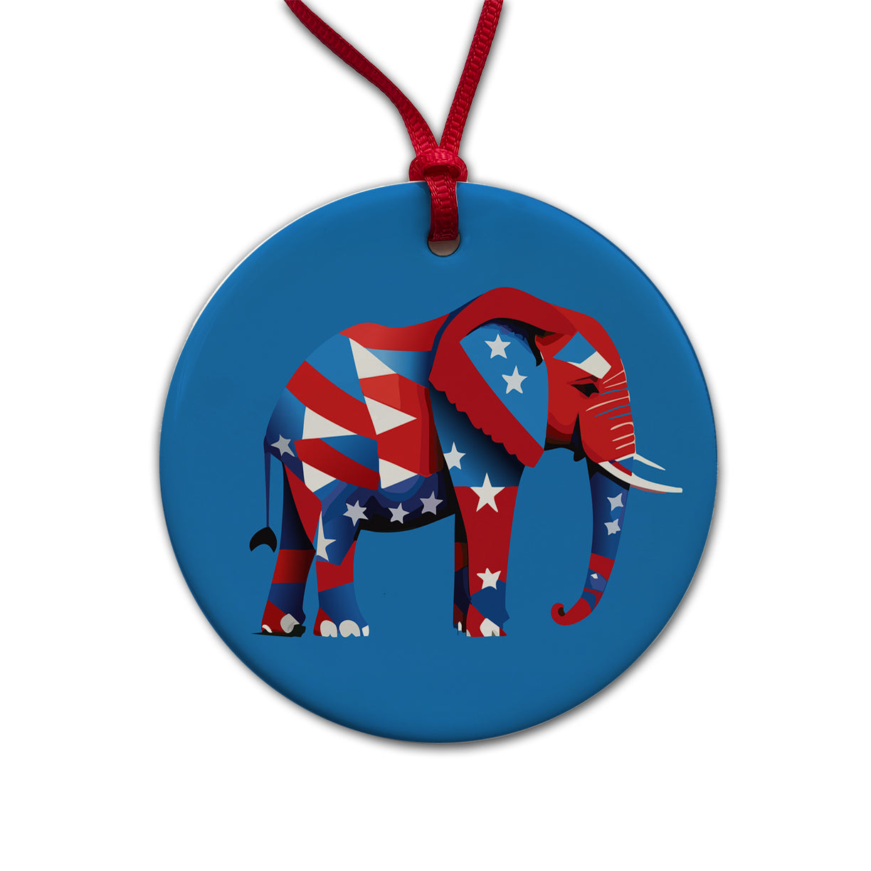 Republican Elephant Patriotic Conservative Vote Round Ceramic Holiday Christmas Tree Ornament