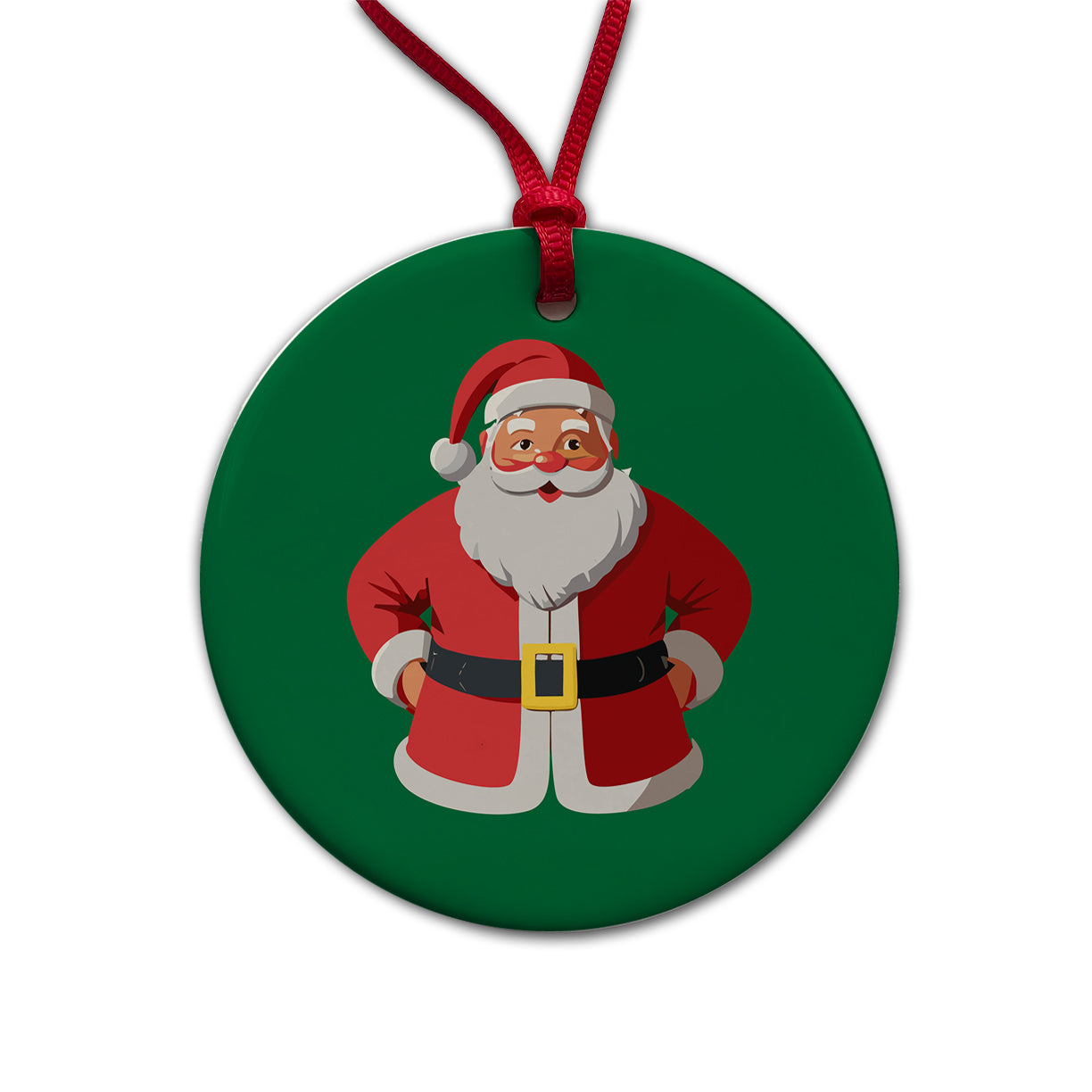 Santa Claus Christmas Round Ceramic Holiday Christmas Tree Ornament