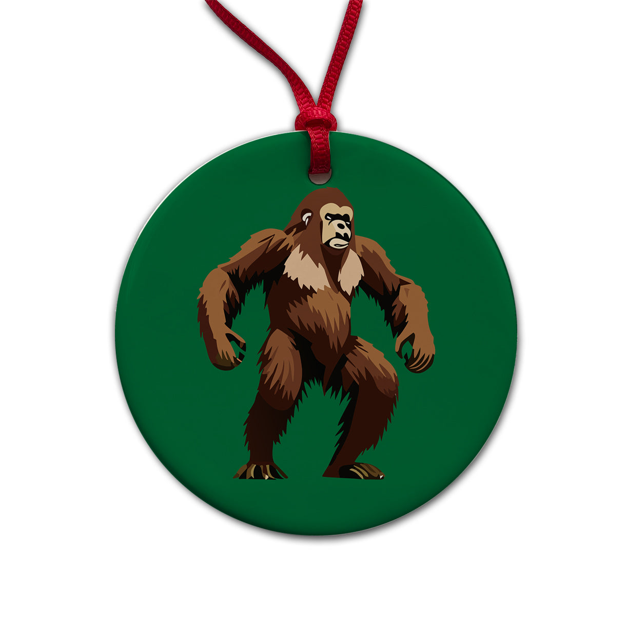 Sasquatch Bigfoot Standing Round Ceramic Holiday Christmas Tree Ornament