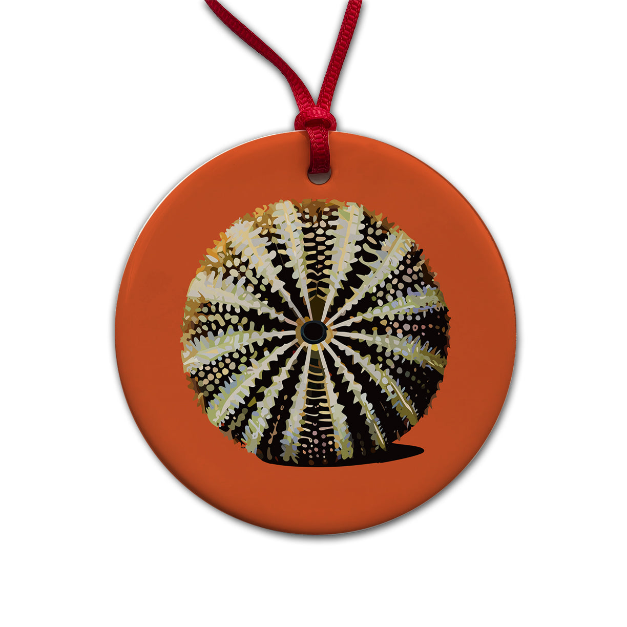 Sea Urchin Ocean Animal Echinoderm Round Ceramic Holiday Christmas Tree Ornament