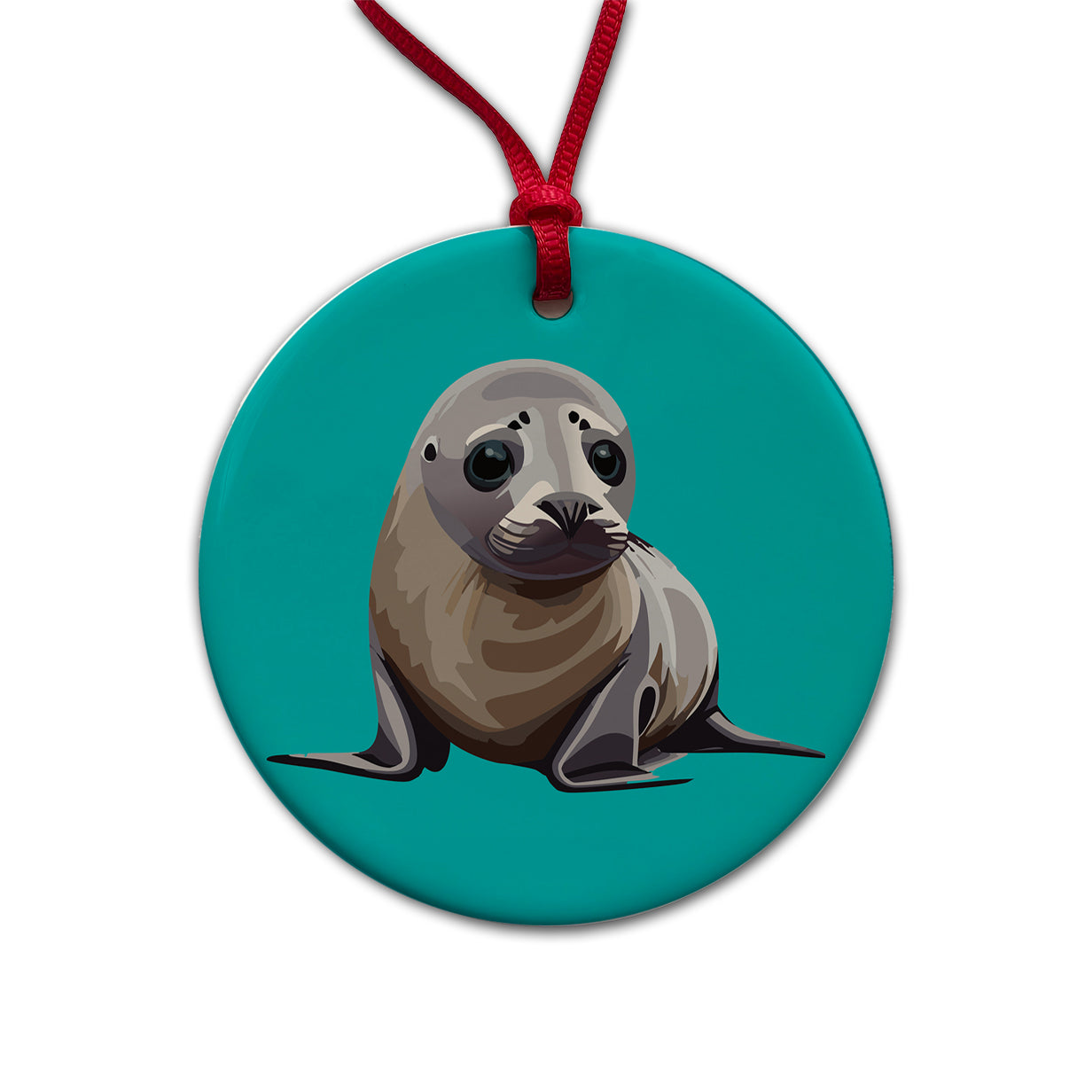 Seal Ocean Animal Cute Round Ceramic Holiday Christmas Tree Ornament
