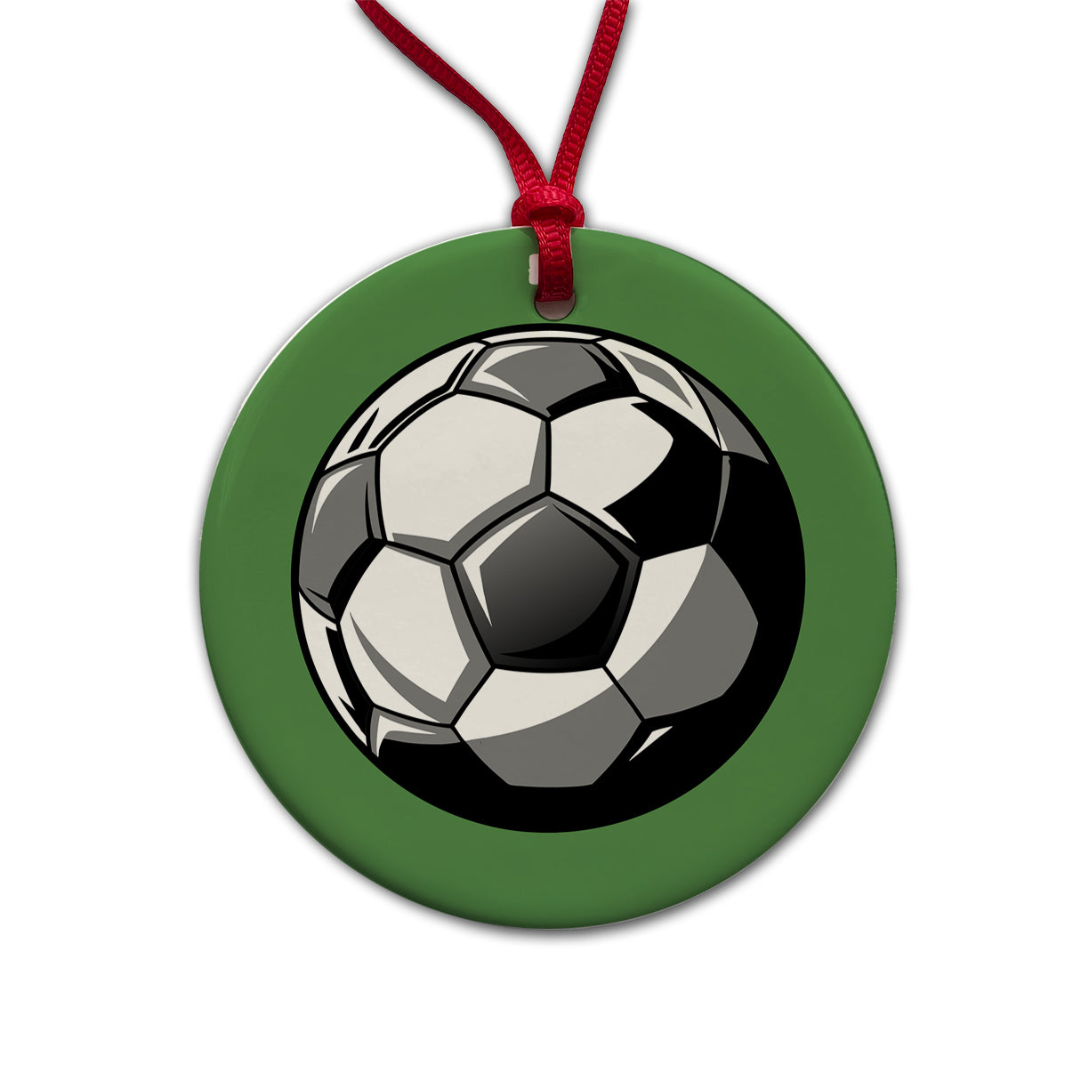 Soccer Ball Football Black White Gray Round Ceramic Holiday Christmas Tree Ornament
