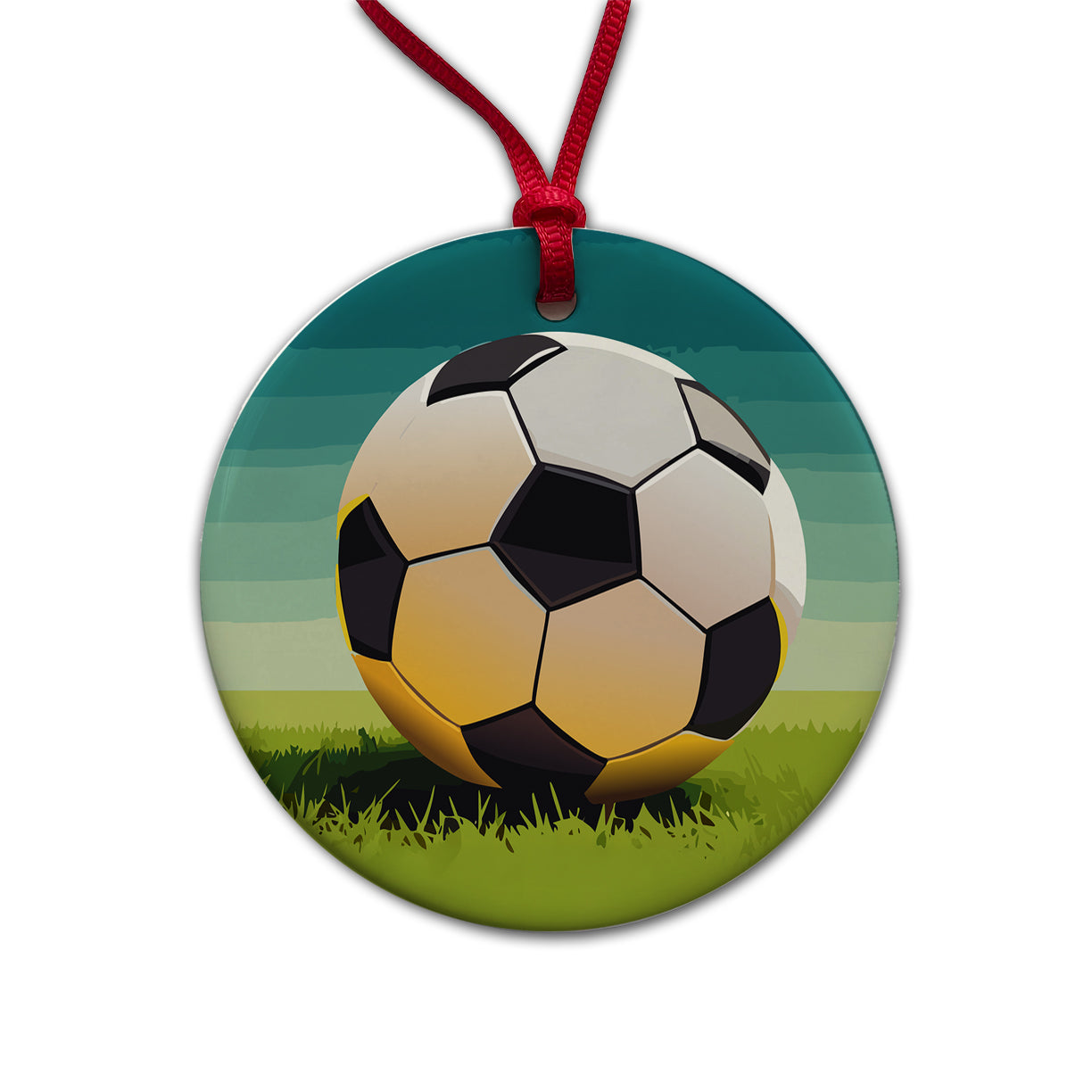 Soccer Ball Sport Round Ceramic Holiday Christmas Tree Ornament