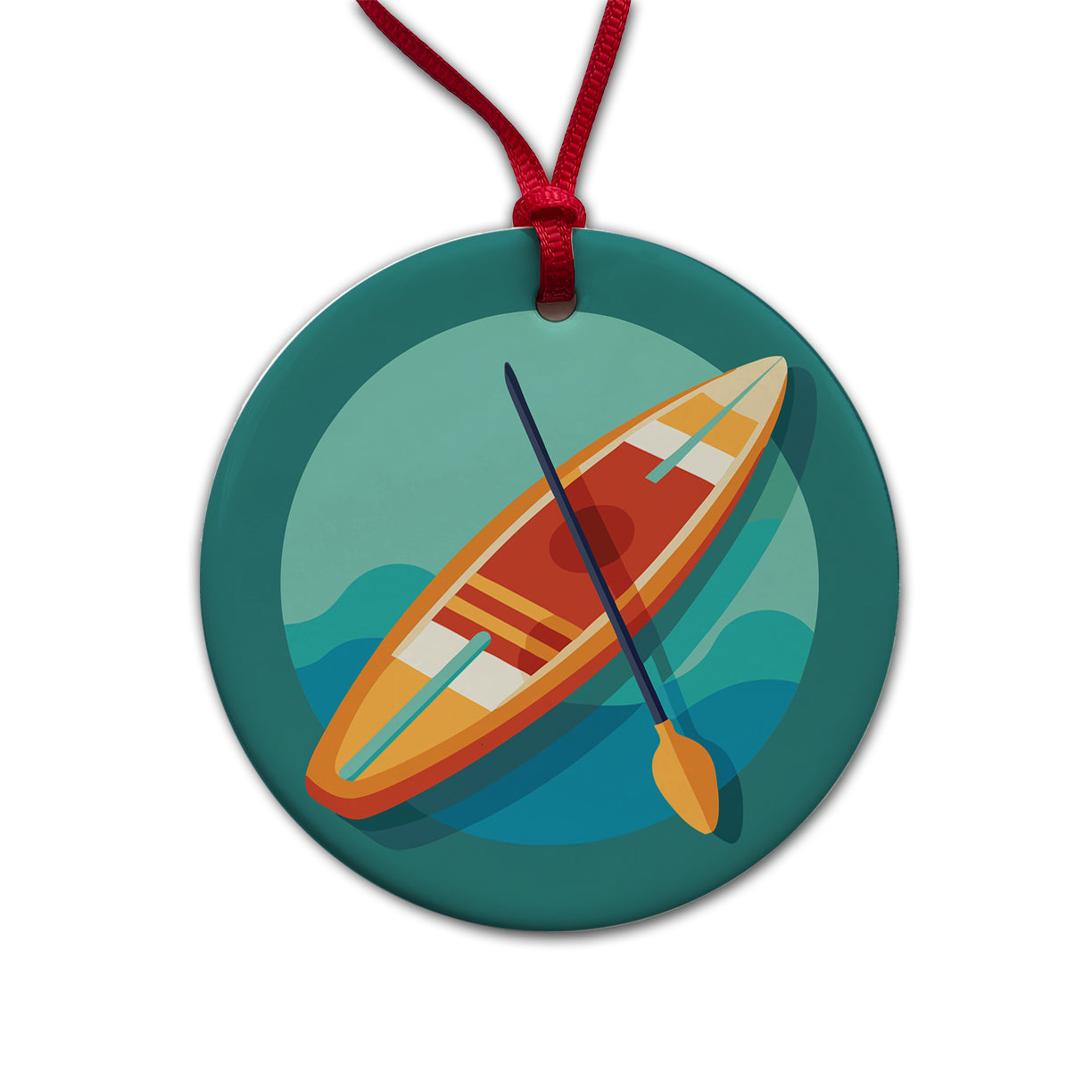 Stand Up Paddle Board Boarding SUP Round Ceramic Holiday Christmas Tree Ornament