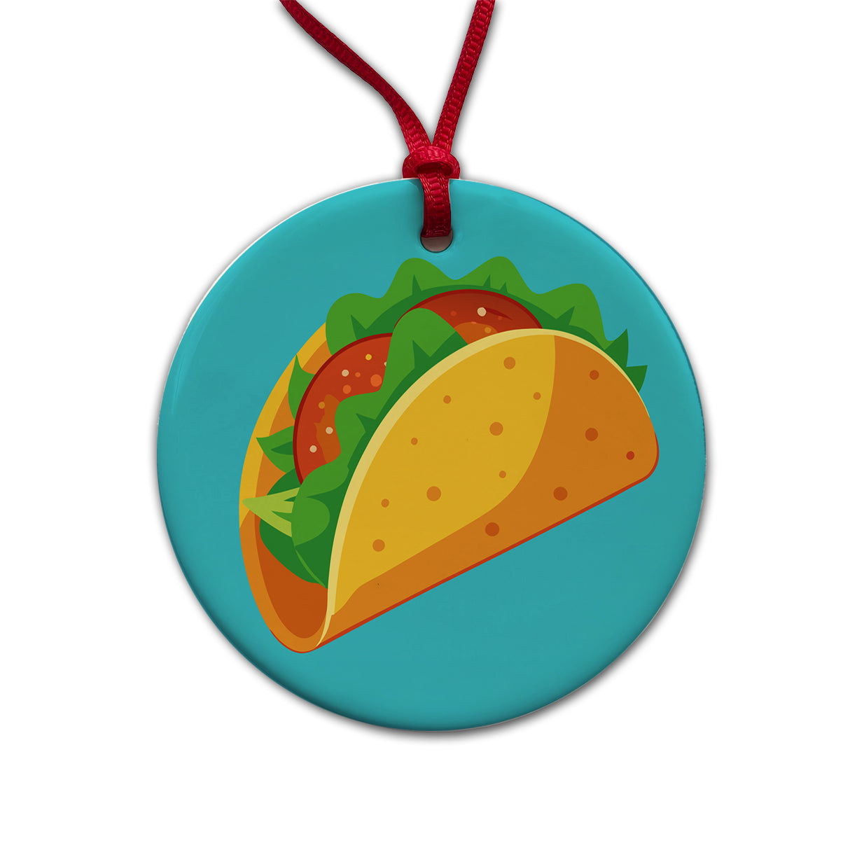 Taco Crispy Mexican Food Round Ceramic Holiday Christmas Tree Ornament