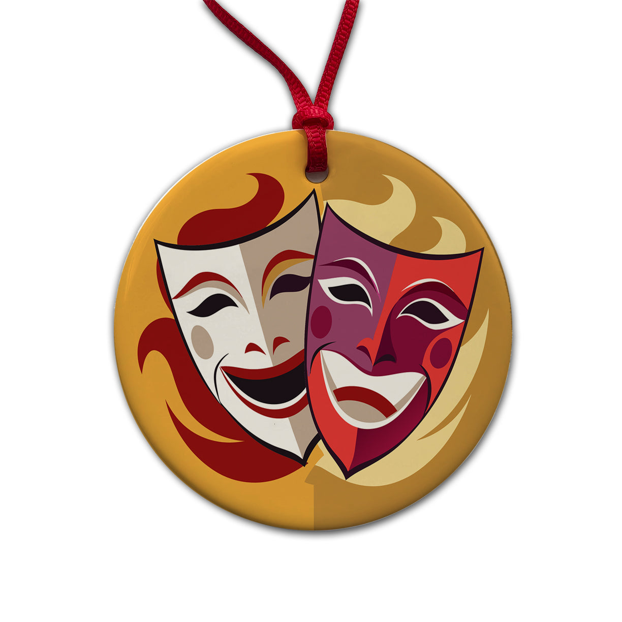 Theater Drama Masks Theatre Acting Actors Round Ceramic Holiday Christmas Tree Ornament