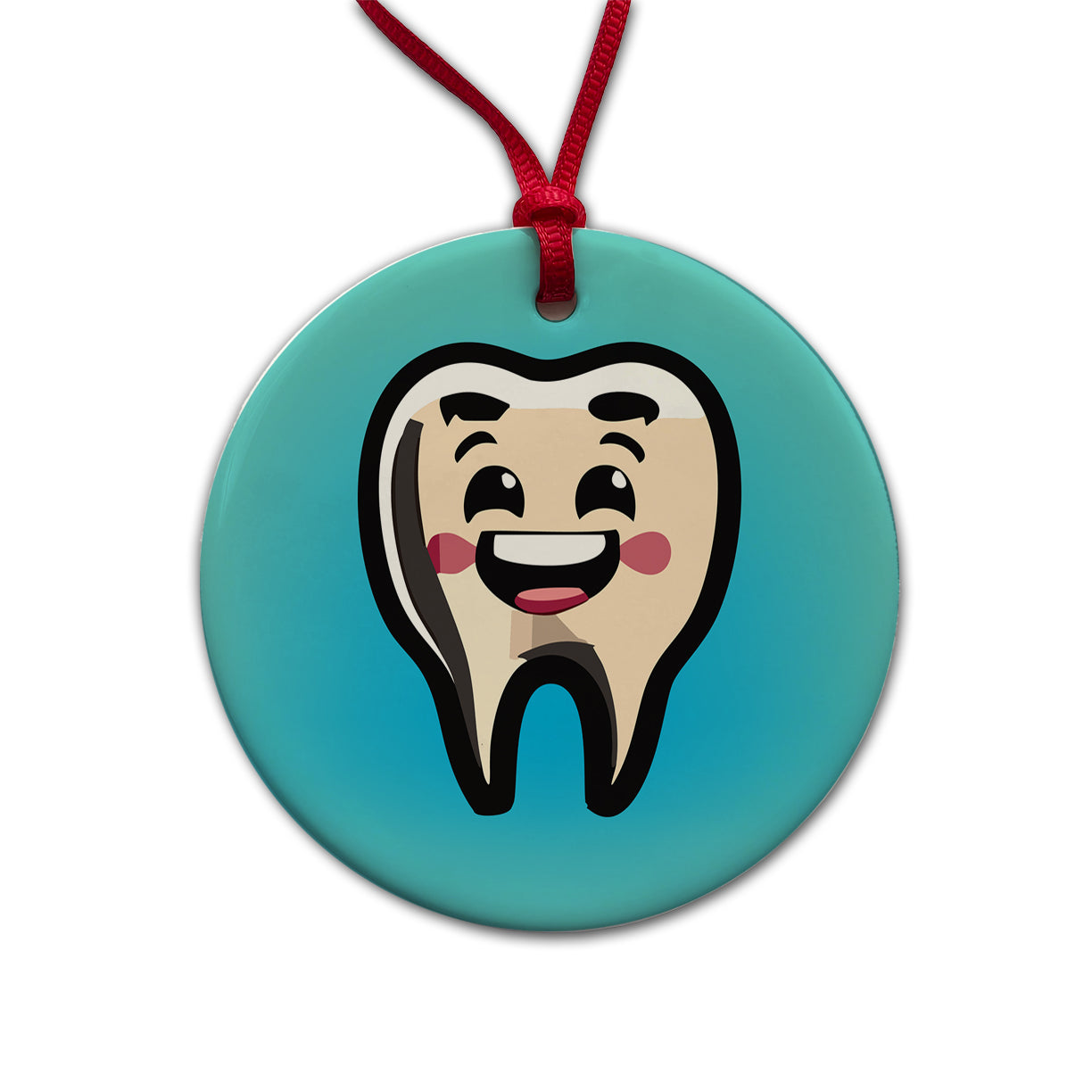 Tooth Happy Dentist Round Ceramic Holiday Christmas Tree Ornament