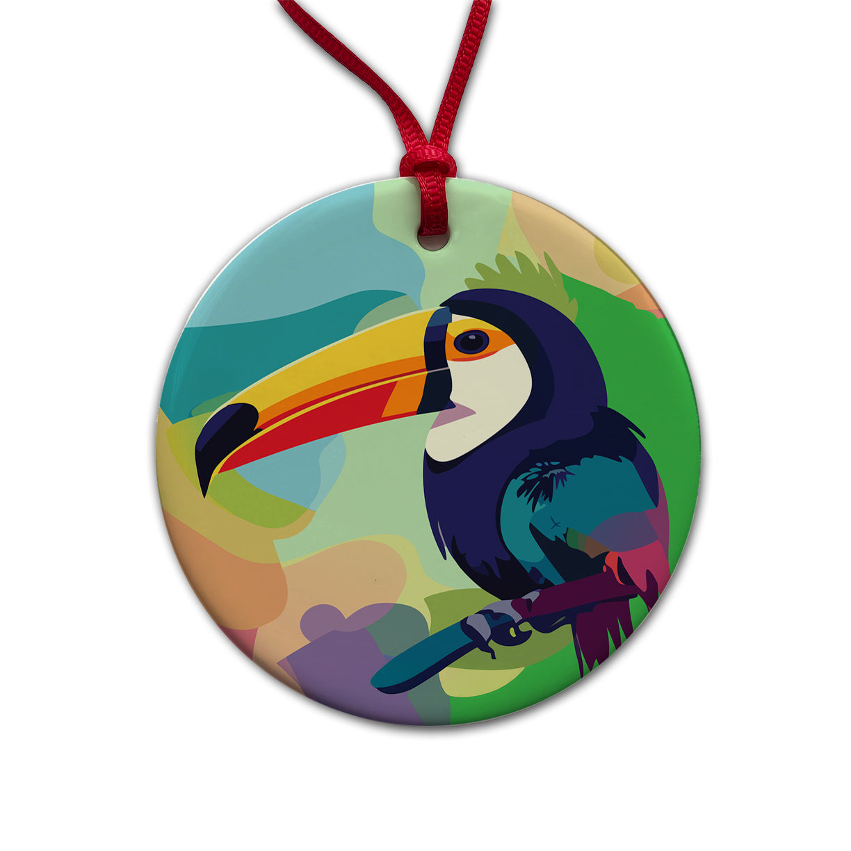 Toucan Tucan Tropical Bird Round Ceramic Holiday Christmas Tree Ornament