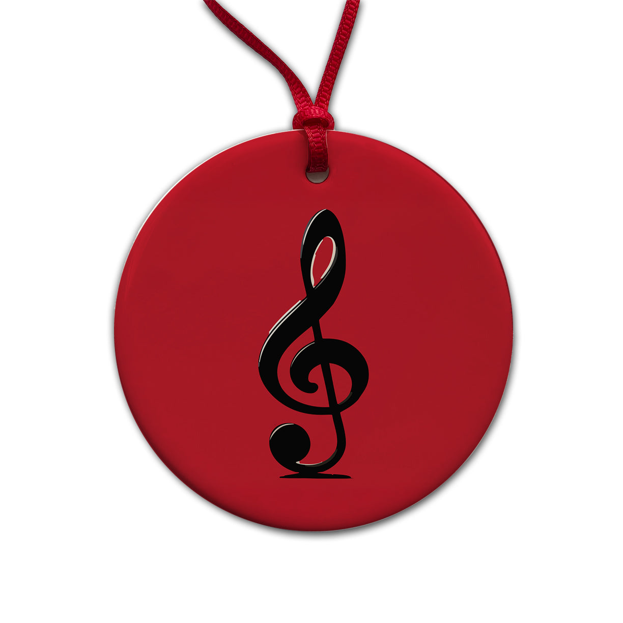Treble Clef Music Musical Musician Round Ceramic Holiday Christmas Tree Ornament