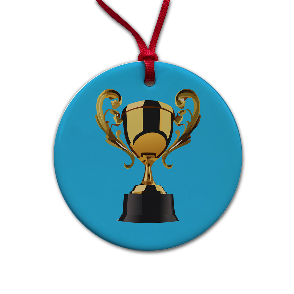 Trophy Award Round Ceramic Holiday Christmas Tree Ornament