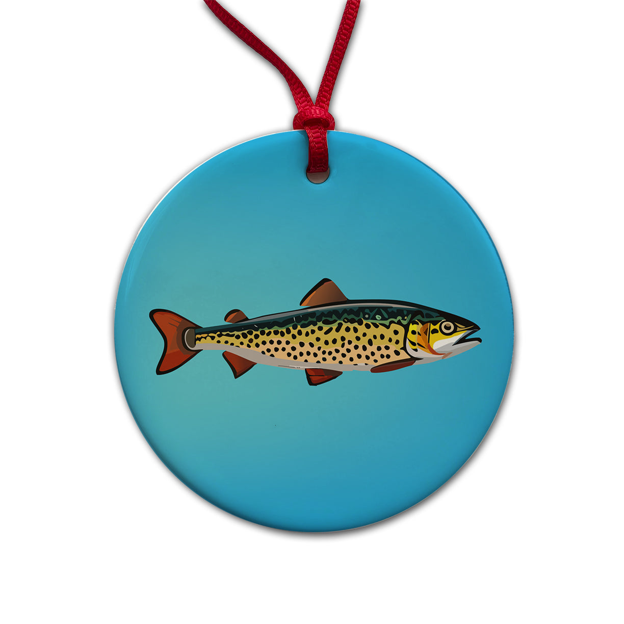 Trout Fish Fishing Round Ceramic Holiday Christmas Tree Ornament
