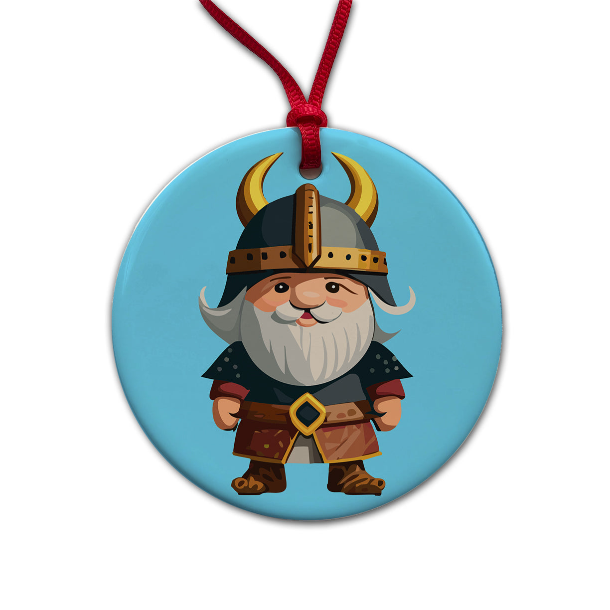 Viking Cute Standing Round Ceramic Holiday Christmas Tree Ornament