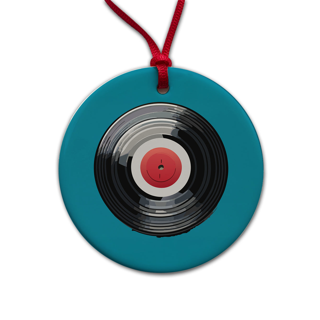 Vinyl Record Music Retro Round Ceramic Holiday Christmas Tree Ornament