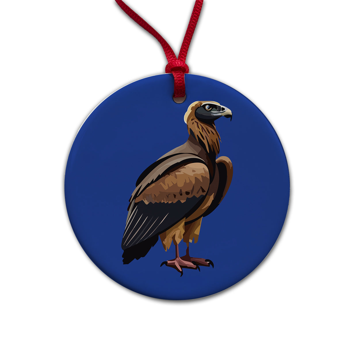Vulture Bird of Prey Round Ceramic Holiday Christmas Tree Ornament