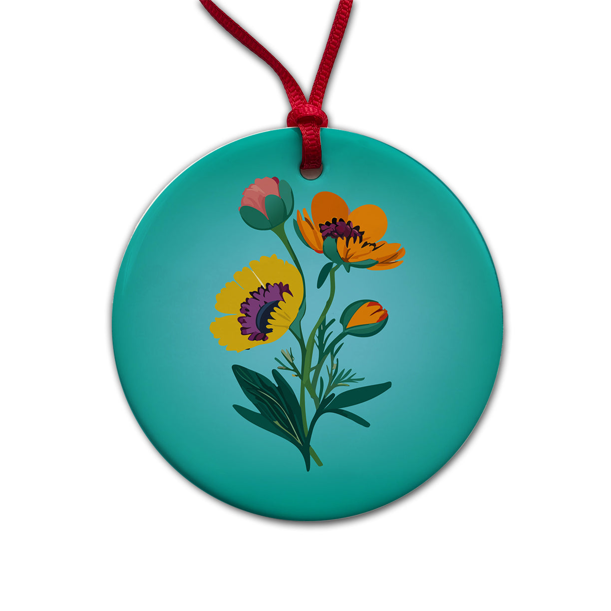 Wildflowers Wild Flowers Spring Nature Round Ceramic Holiday Christmas Tree Ornament