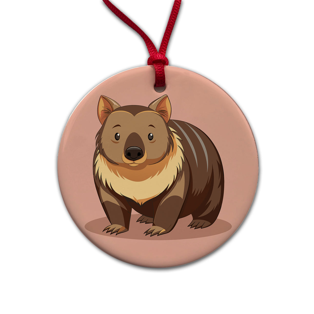Wombat Australian Animal Cute Round Ceramic Holiday Christmas Tree Ornament