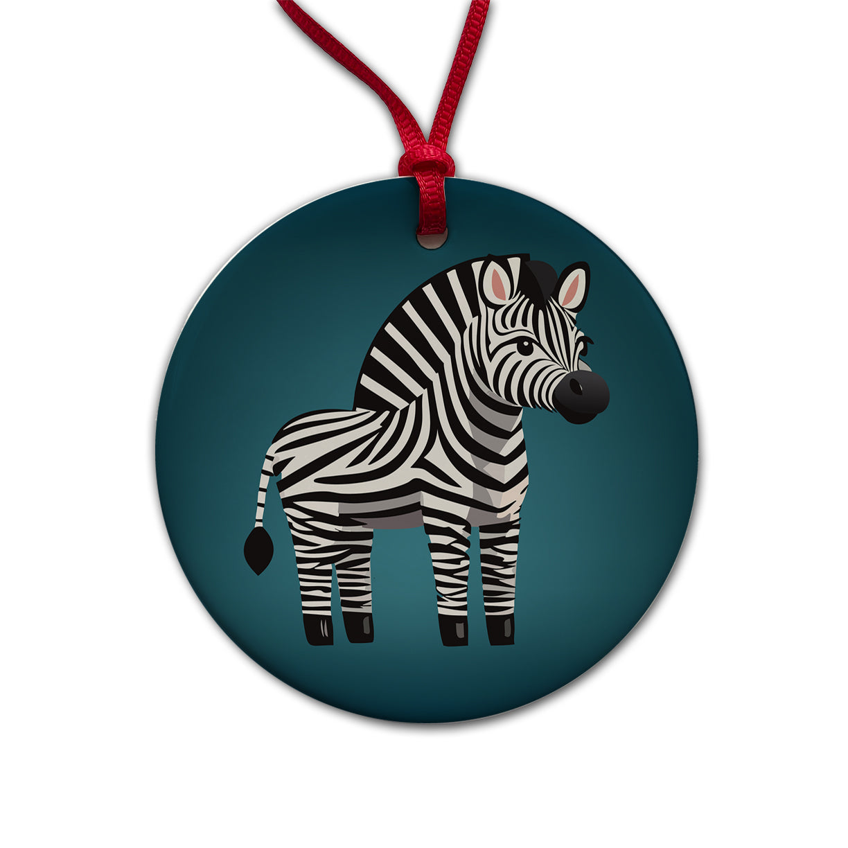 Zebra Standing Round Ceramic Holiday Christmas Tree Ornament